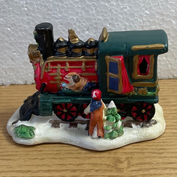 Vintage Cobblestone Corners Christmas Village Train Painted Ceramic 2003 Retired - Picture 1 of 8